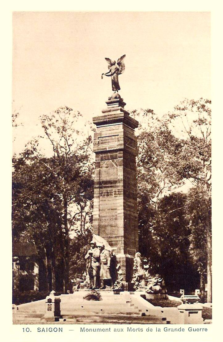 French soldiers in Indochina Monument at turtle lake - Scooter Saigon Tours